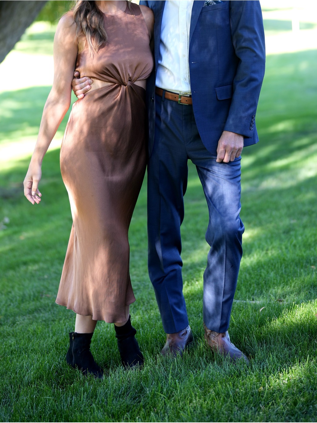 Shona Joy La Lune Twist Front Midi Dress | Copper | Wedding Guest | Us 4